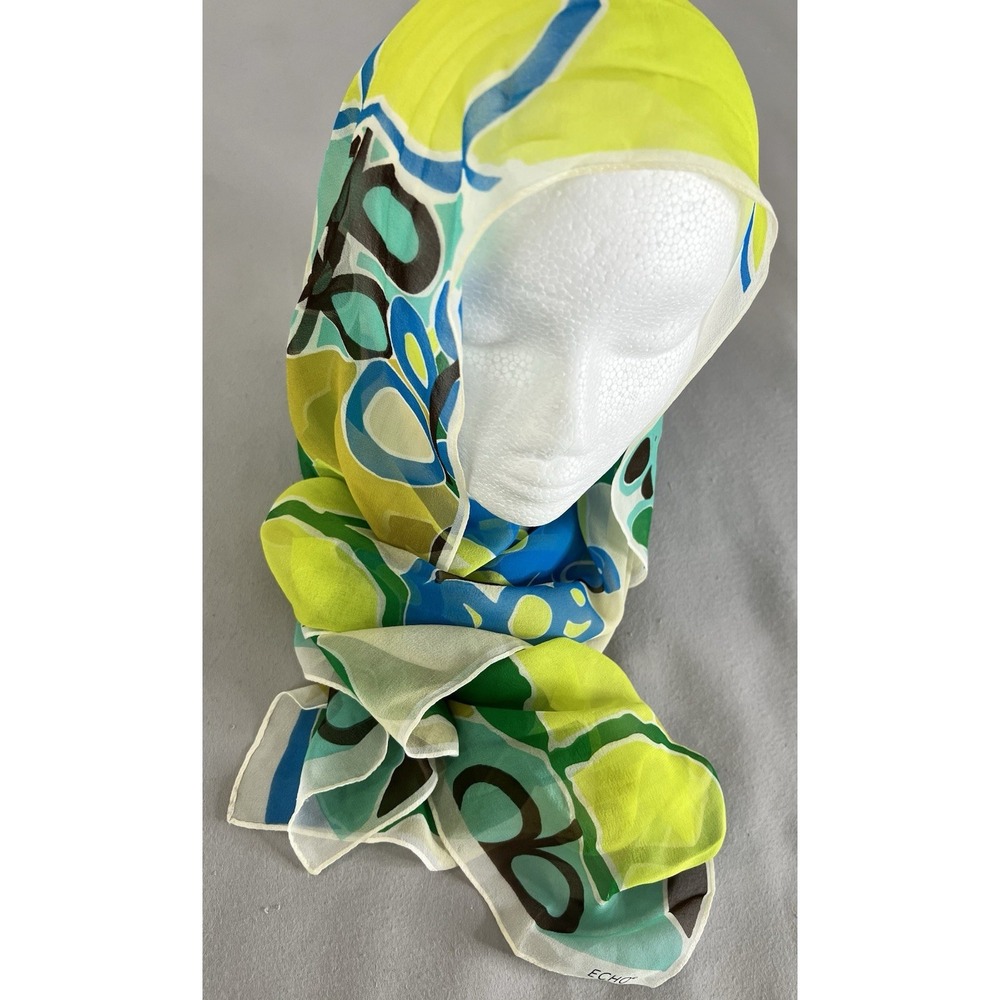 Club Echo Long Rectangle Floral Multicolor Scarf 62"x13"